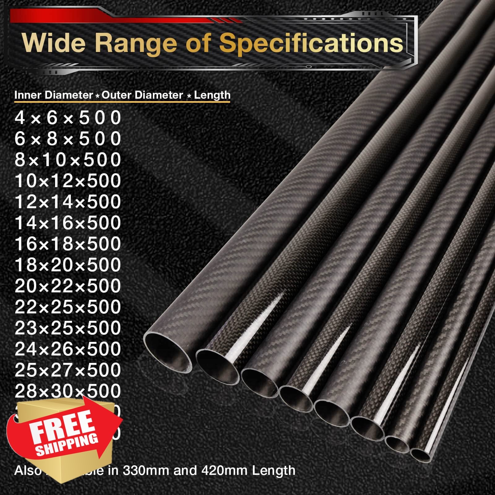 ARRIS 18x16x500MM Carbon Fiber Tube 4PCS