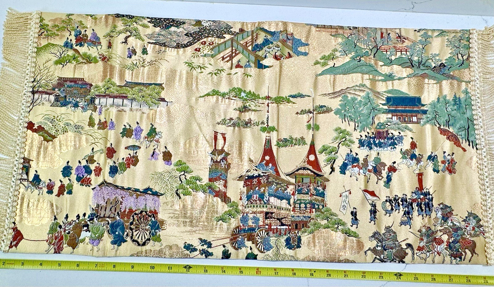Antique Japanese Fukusa Nishijin Silk Brocade Jidai Matsuri Kyoto Parade