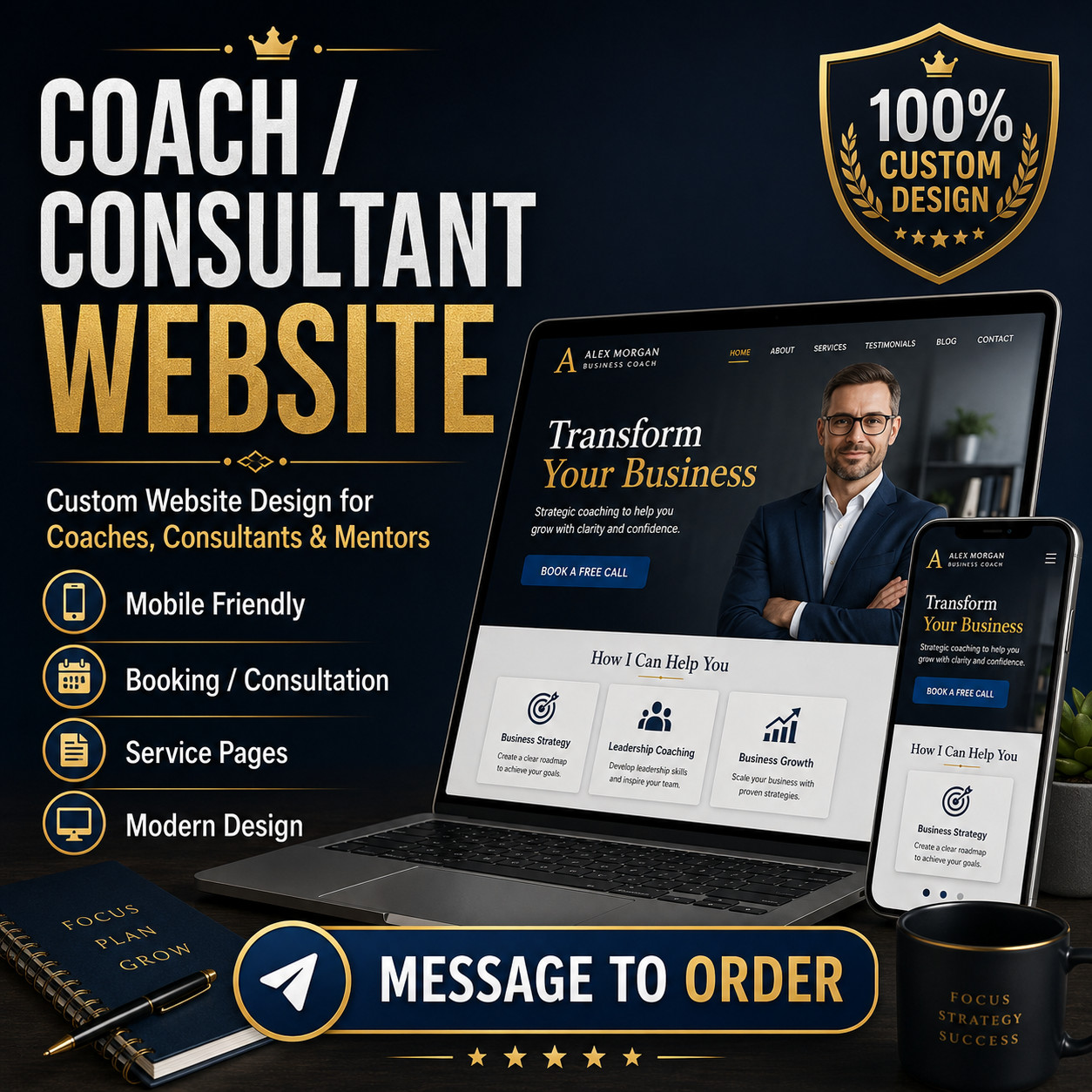 Custom Coach Website Design | Consultant Mentor Business Website Service