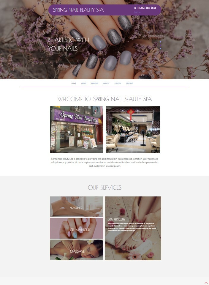 Professional website design and build for beauty salons, massage shops, SPA ,etc