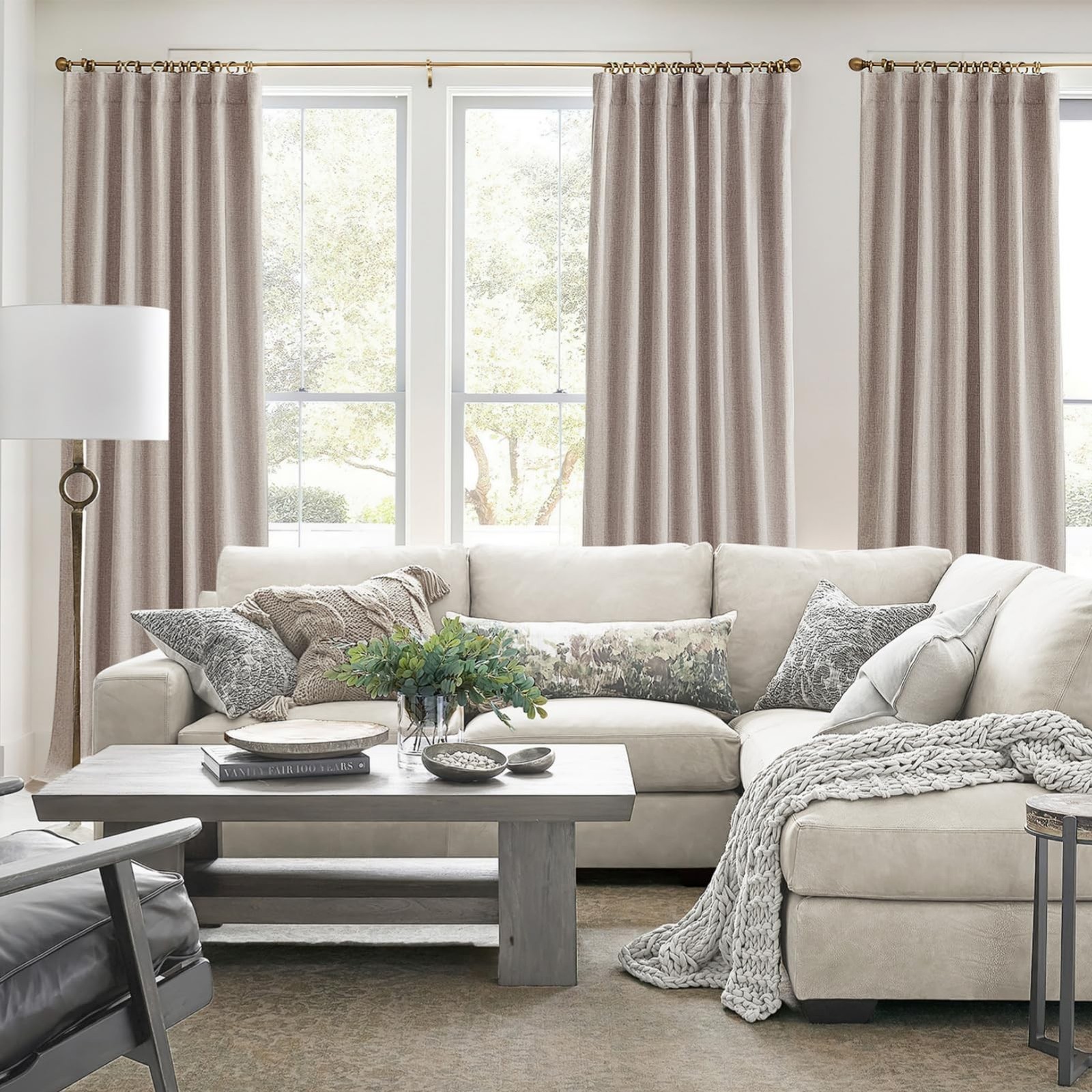 QJmydeco Nursery Curtains Neutral Blackout, Floor to Ceiling Track Privacy Cu…