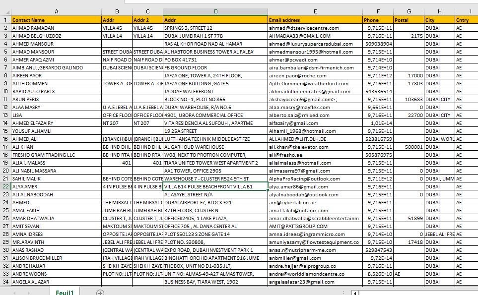 200k DUBAI Email Database list 2026 | Contact Leads (Excel file)