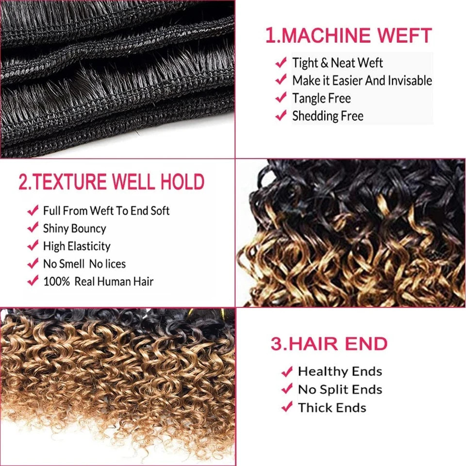 Kinky Curly Bundles Human Hair Bundles 8 Inches Curly Human Hair 4 Bundles 1B/30