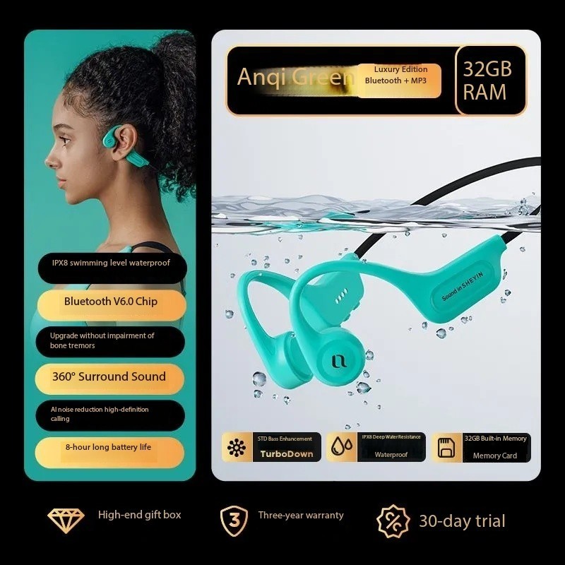 SHEYIN X15 headphones, sports cycling, 8-level waterproof, 32G memory