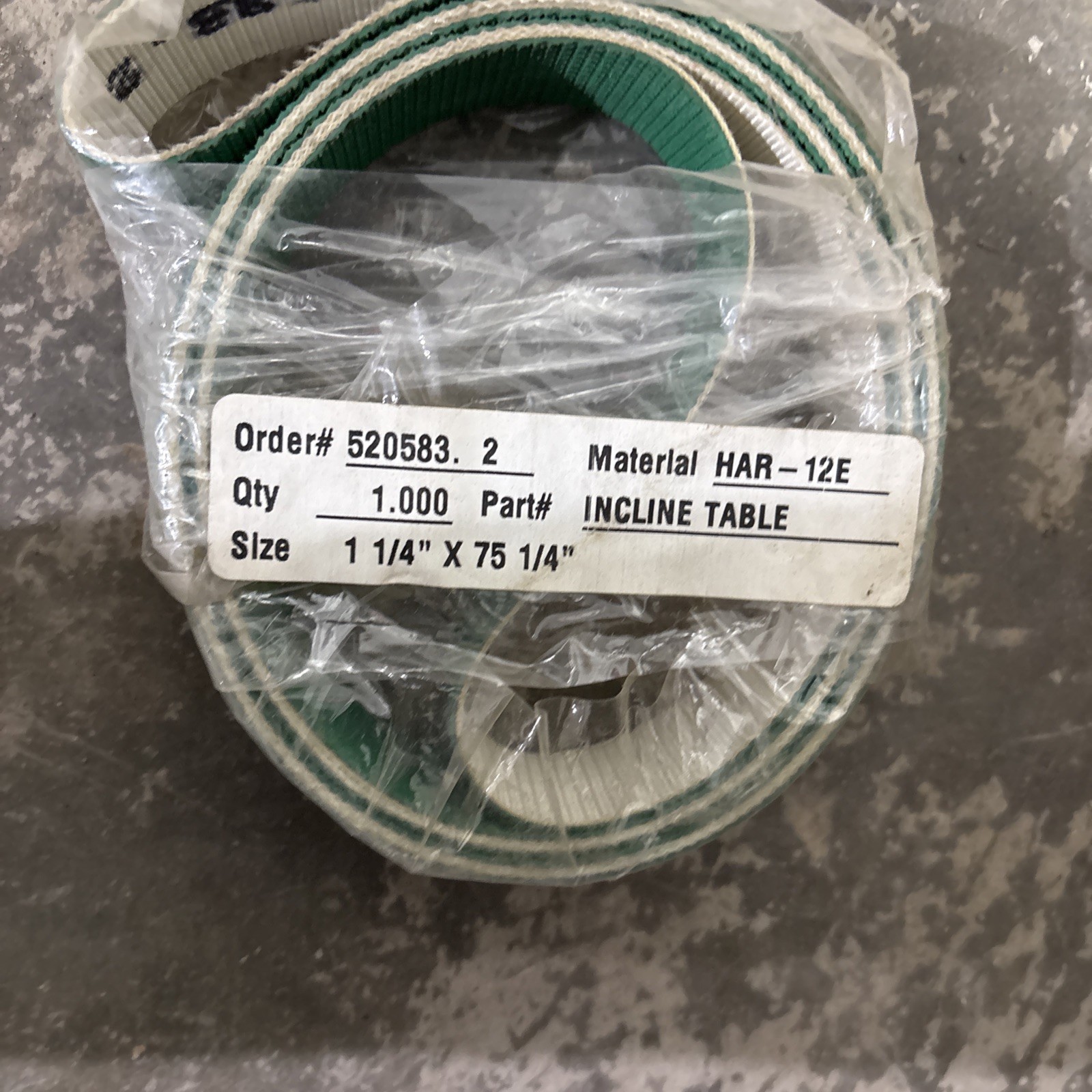 NEW HABASIT BELT 520583.2 HAR-12E 1 1/4” X 75 1/4” Part incline Table