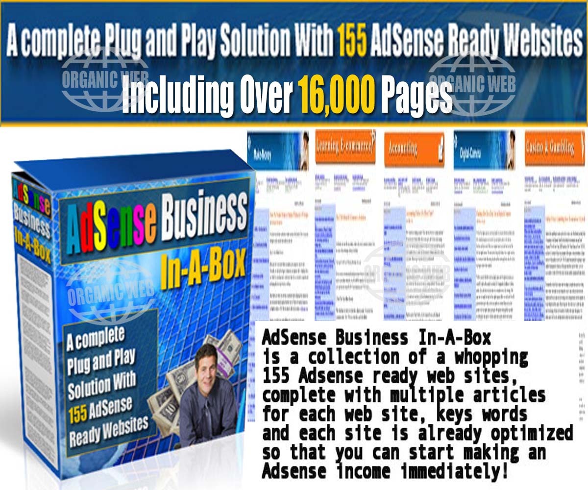 TURNKEY WEBSITE – Adsense Business In-A-Box- Complete Adsense Pure Profit Pak