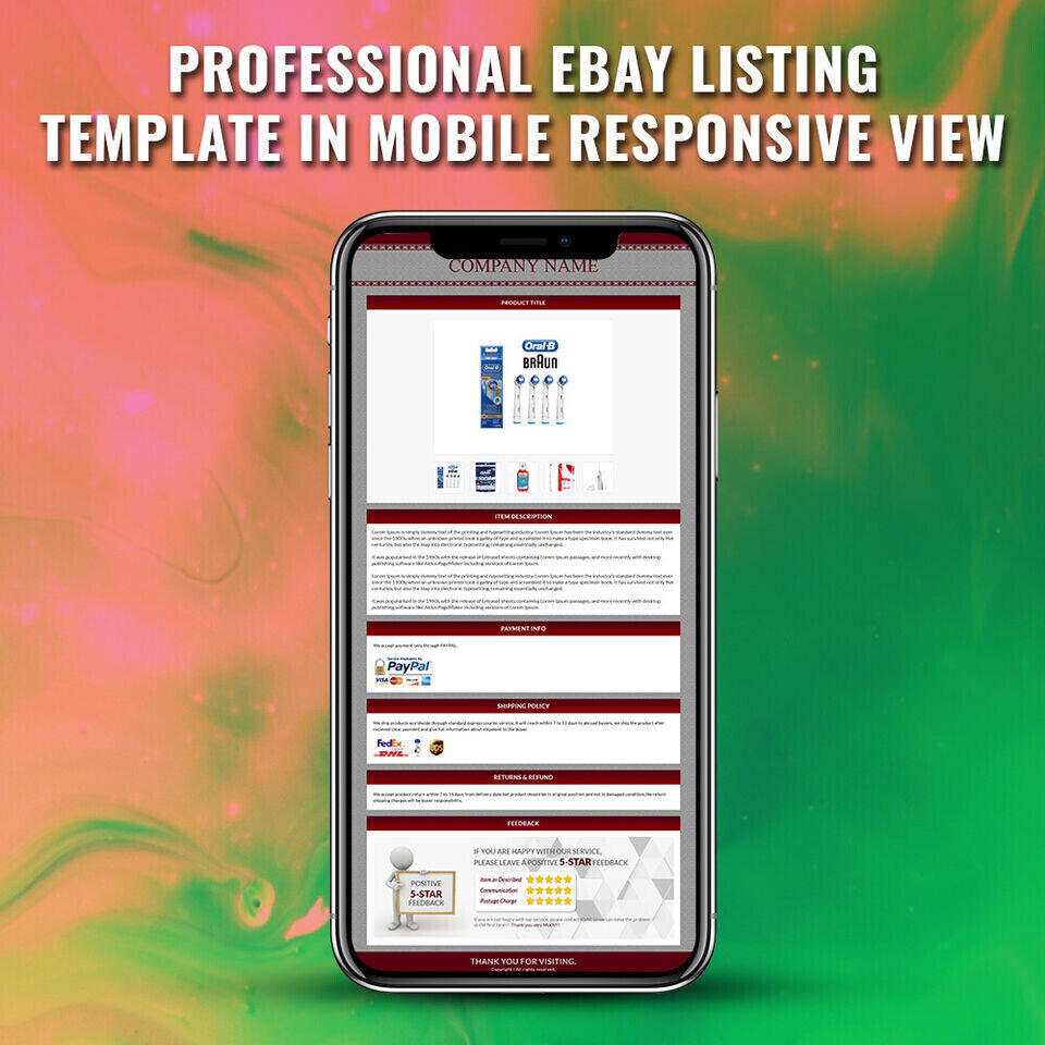 eBay Templates Mobile Responsive eBay Listing Auction Template 2019 Ready