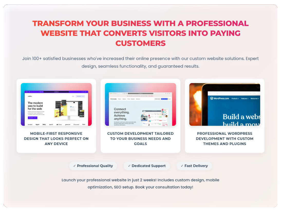 Professional Web Design – Built for Your Success Custom Websites for Businesses