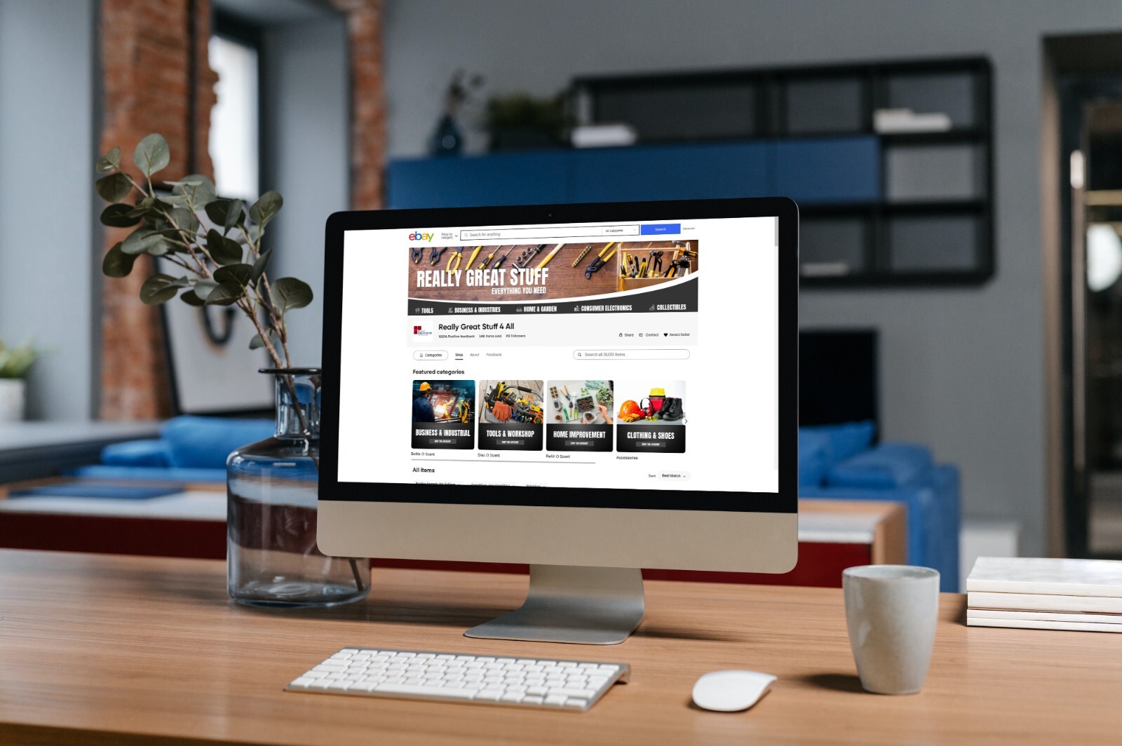 Minimal ebay store template, free logo design and 60 sec video ad for ebay store