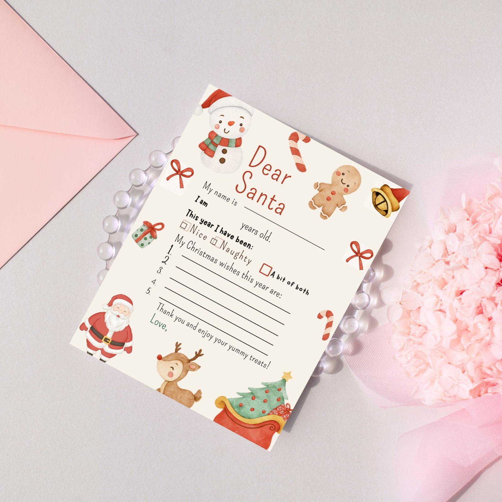 Letter To Santa Printable Easy To Print Letter To Santa Letter Instant Download