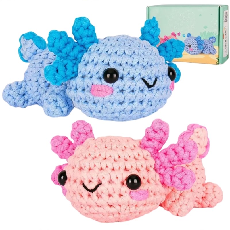 Crochet Dragon with Yarn, Crochet Hook, Plastic Eyes, and Instruction