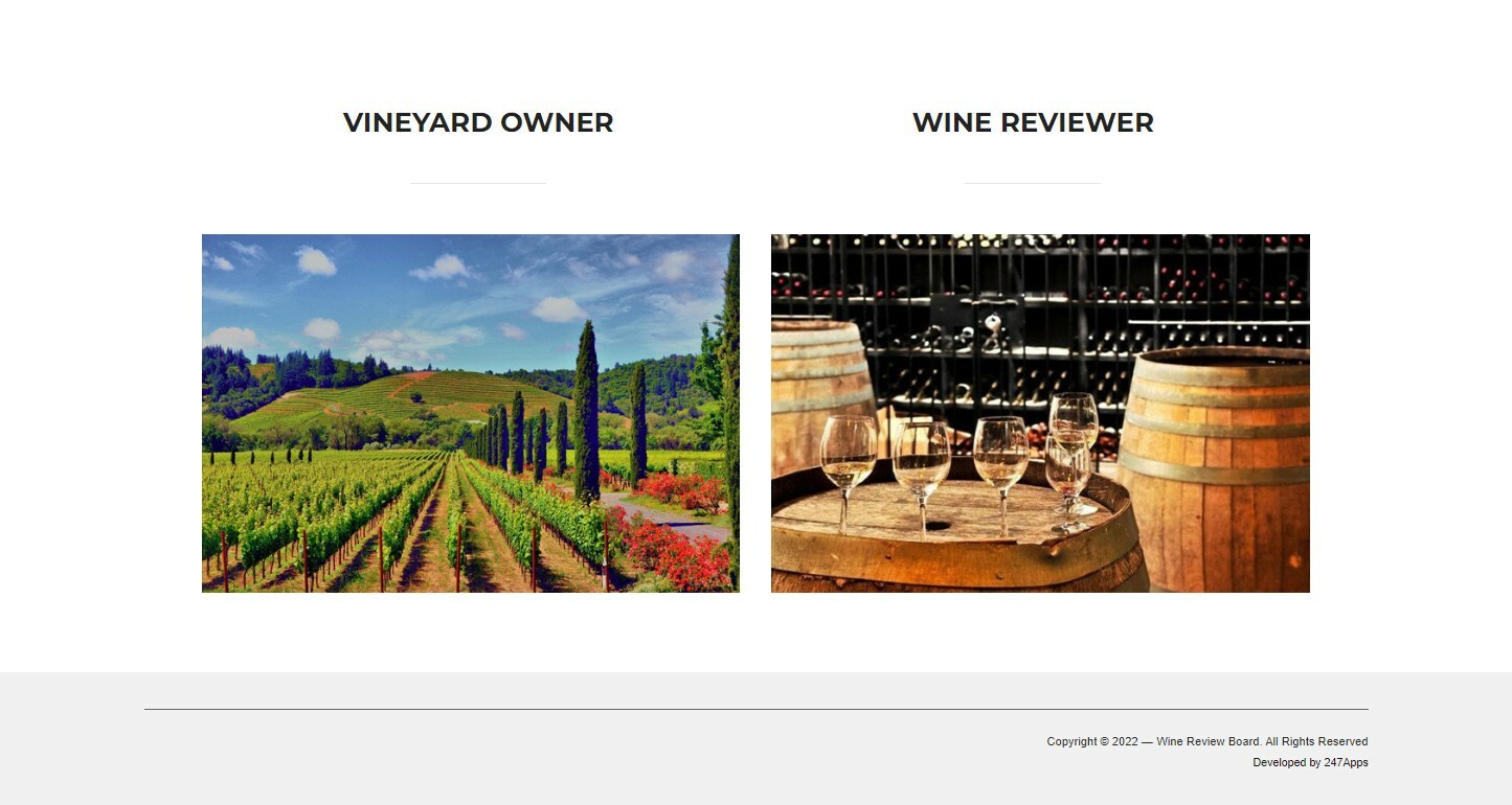 Wines and Wineries Review Board as Web Application with mobile responsive design