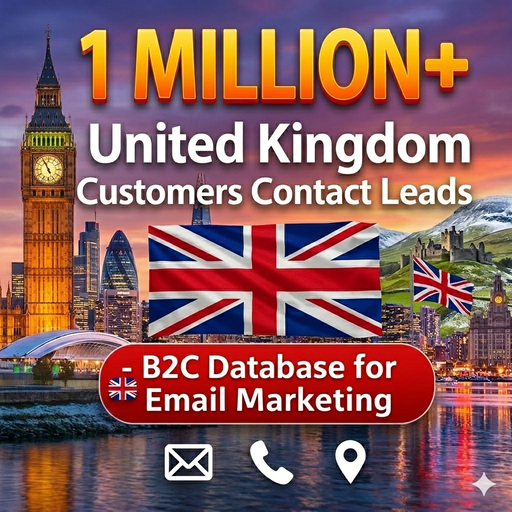 1 MILLION UK Customers Email Database – B2C Contact leads (Excel file)
