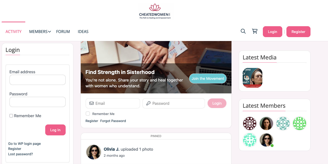 Fully Built Women Support Community Website – Global English Audience, SEO-Ready