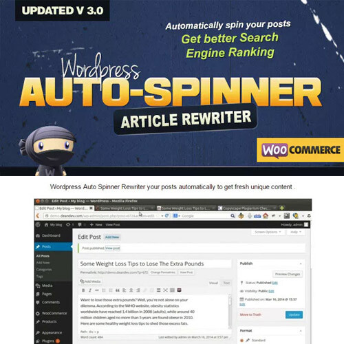 WordPress Auto Spinner V 3.17.0 Articles Post Rewriter Plugin Theme Blog GPL