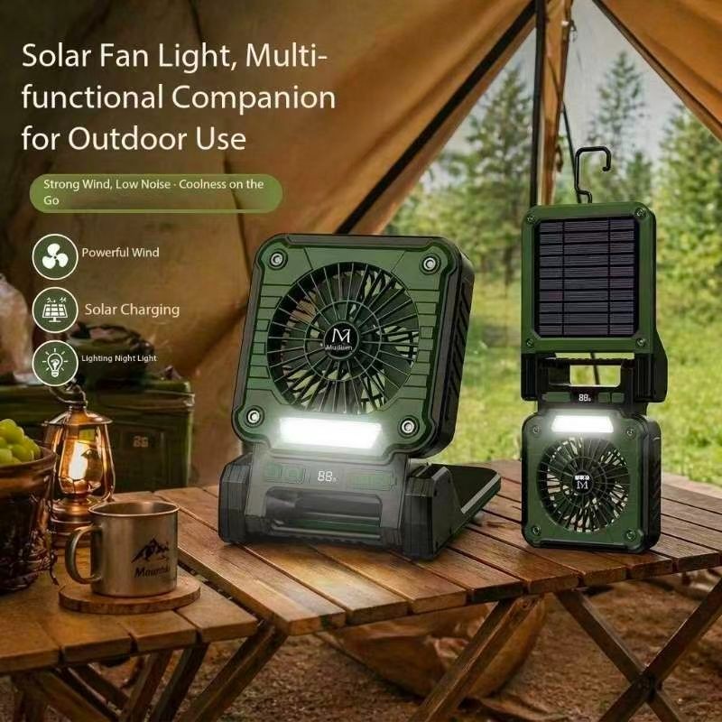 MUDISON Portable Solar Lighting Strong Wind Fan Smart Outdoor Camping Lamp