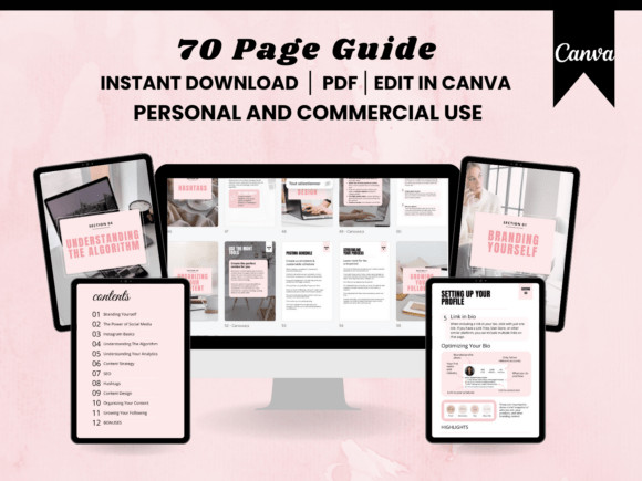 Instagram Growth Guide PLR MRR, Editable Canva Template, DFY Digital Product