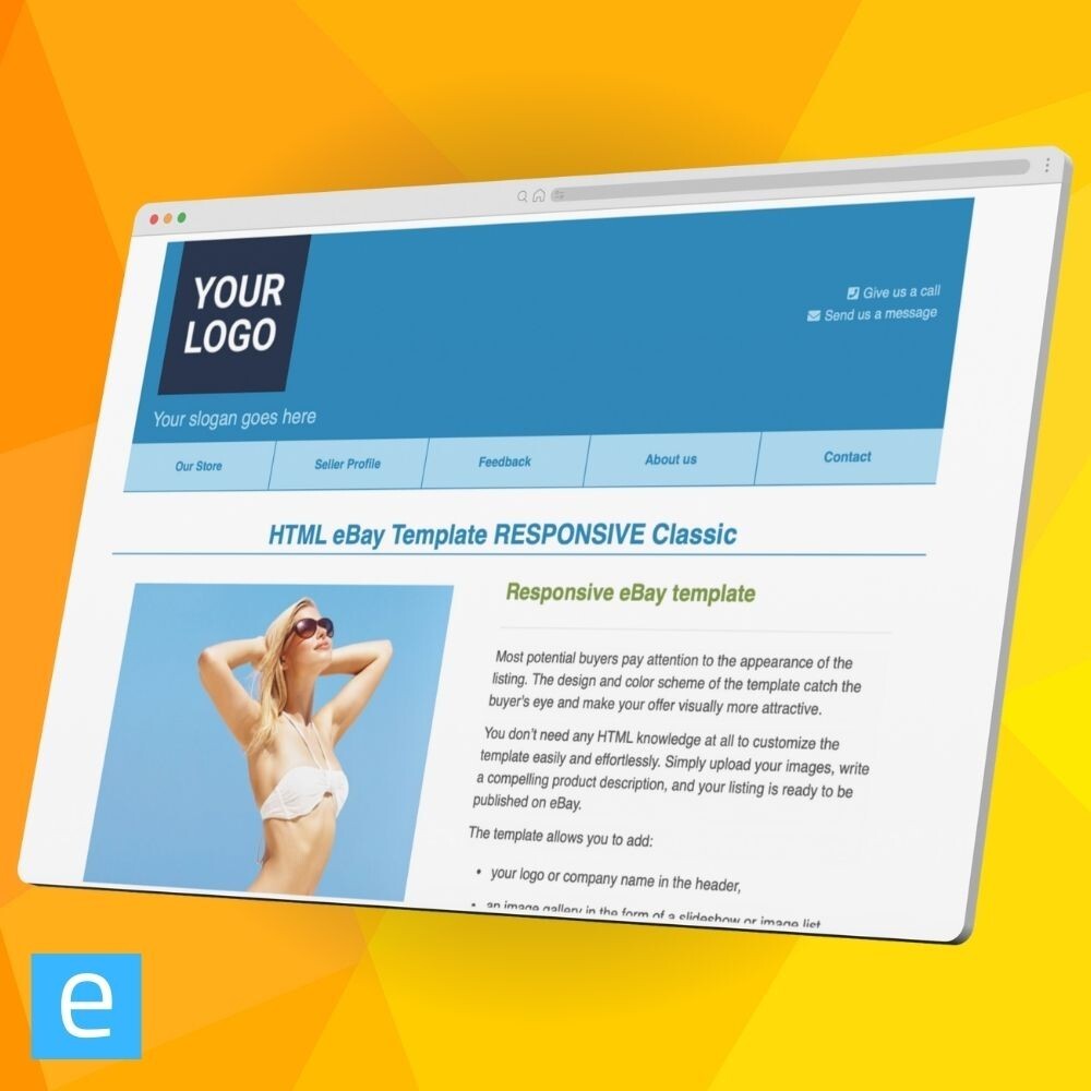 HTML eBay Template RESPONSIVE Classic + Editor