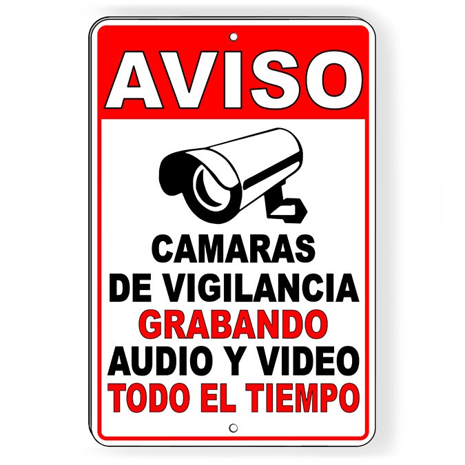 Spanish Aviso 24 Hour Audio Video Surveillance Camera Metal Sign 5 SIZES SS09