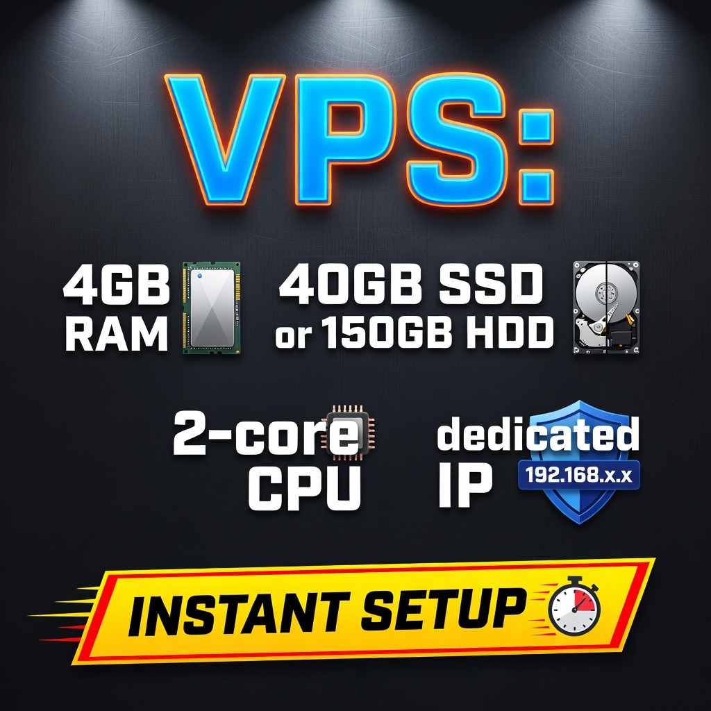 SSD VPS Server – Linux/Windows Hosting | High Speed Instant Setup | 1 Month Plan