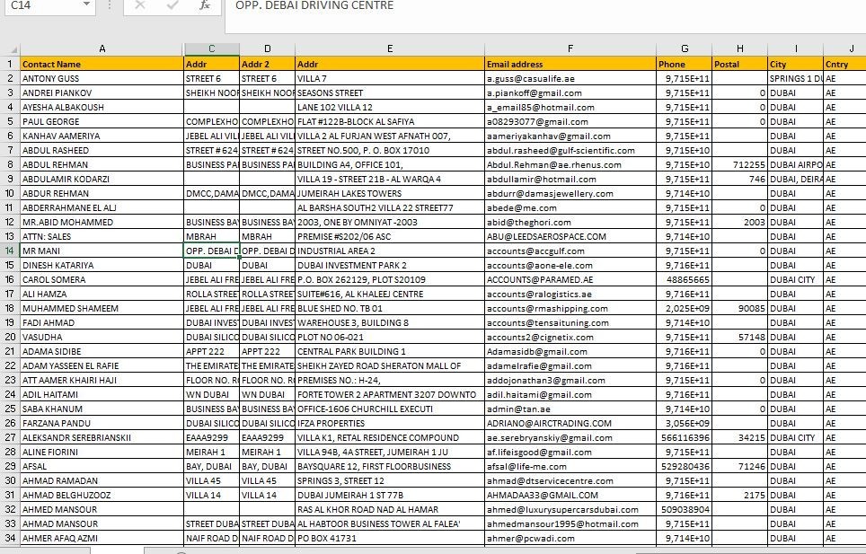 200k DUBAI Email Database list 2026 | Contact Leads (Excel file)