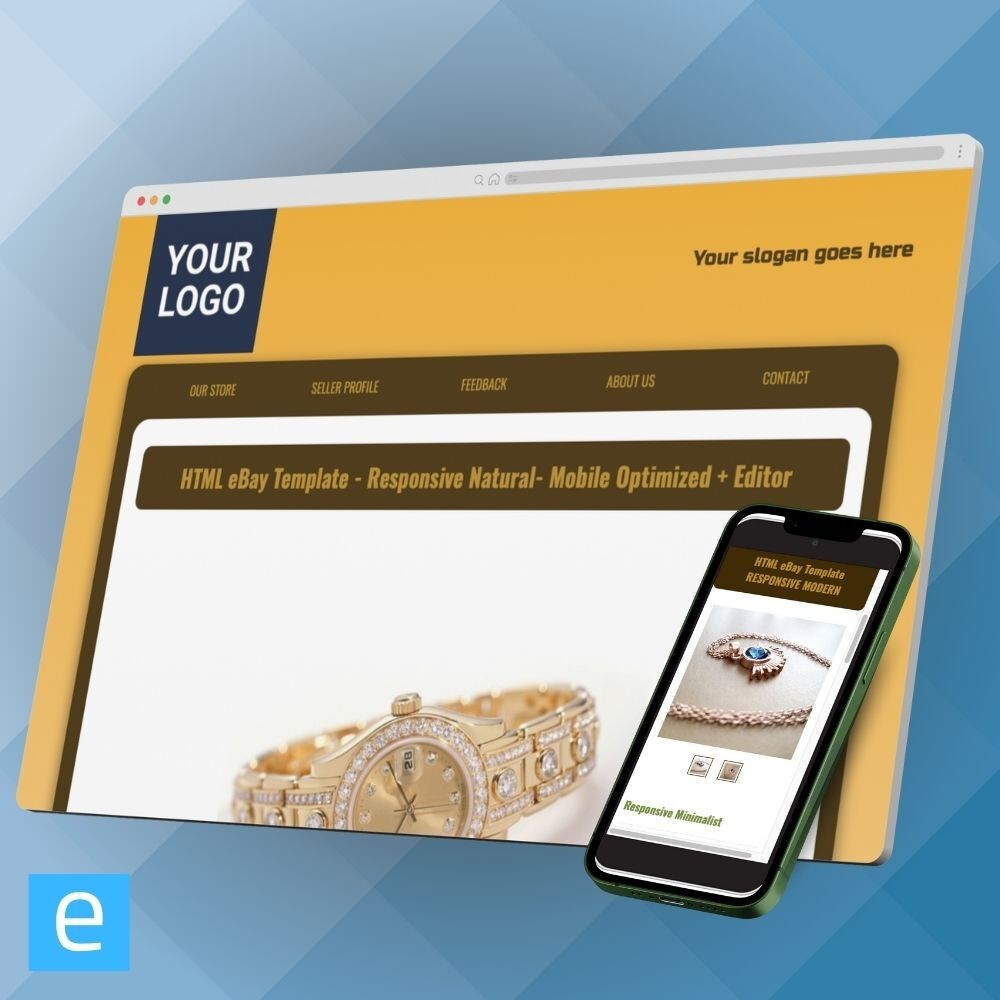 HTML eBay Template – Responsive Natural- Mobile Optimized + Editor