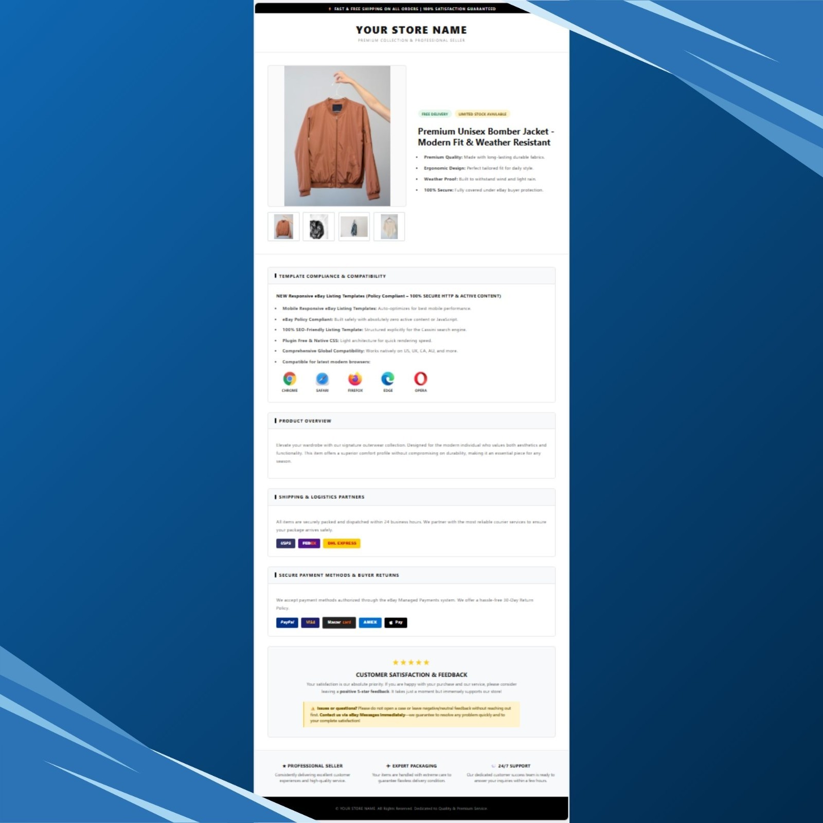 eBay Listing Template Professional Responsive Mobile Design HTML 2026