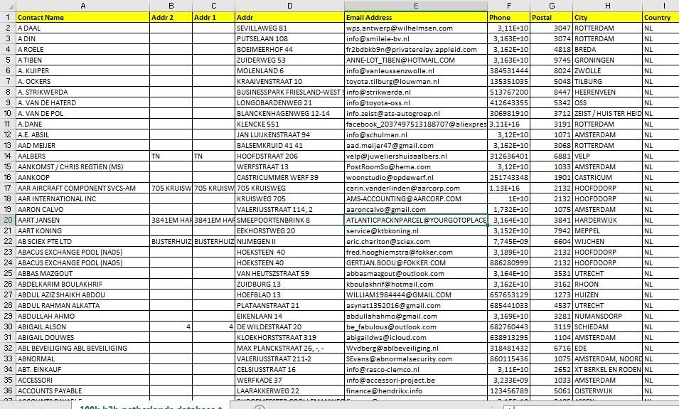 500K NETHERLANDS Customers Email database B2C Contacts leads | Excel file 2026