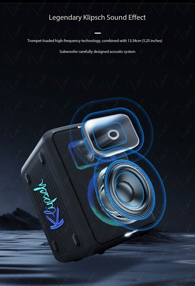 100W Portable Party Speaker System Colorful Disco Lighting Stereo Loud with Mic