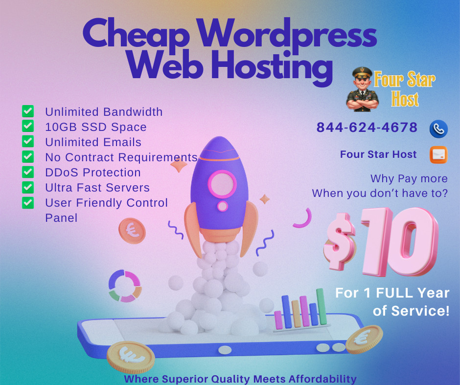 Cheap WordPress Hosting -US or UK – 1 FULL Year SALE JUST $10.00