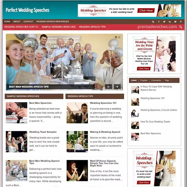 Wedding Speeches Pre Made Affiliate Website | Ready-to-Use | Profitable Niche