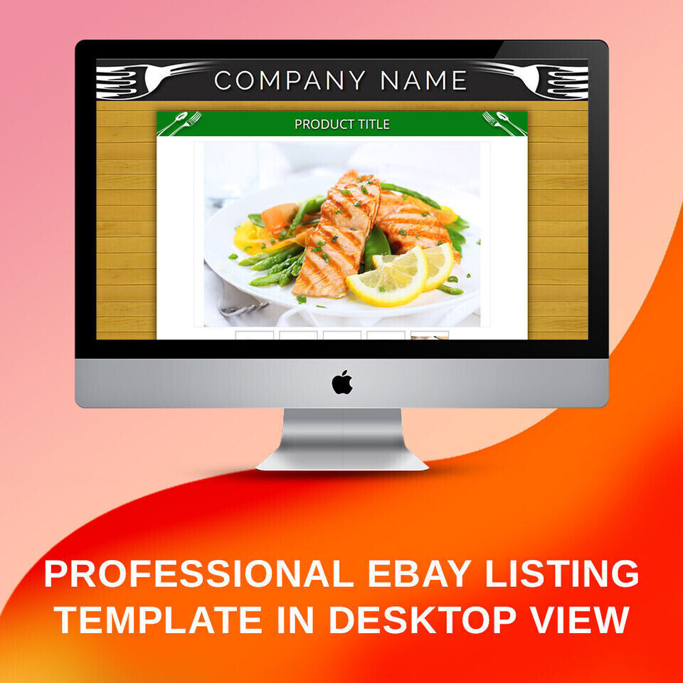 Mobile Responsive eBay Listing Template Auction Gallery Html for Food