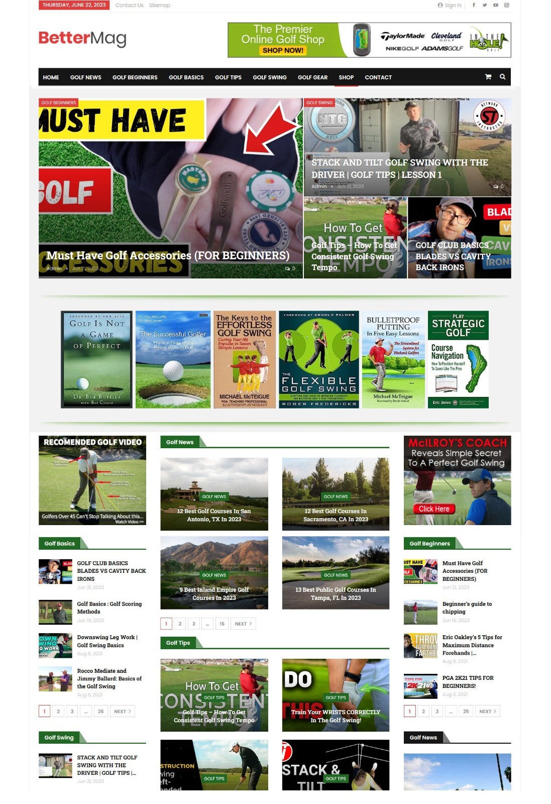 Golf Tips & News Website, Make Money with Affiliates, Ads + Auto Pilot
