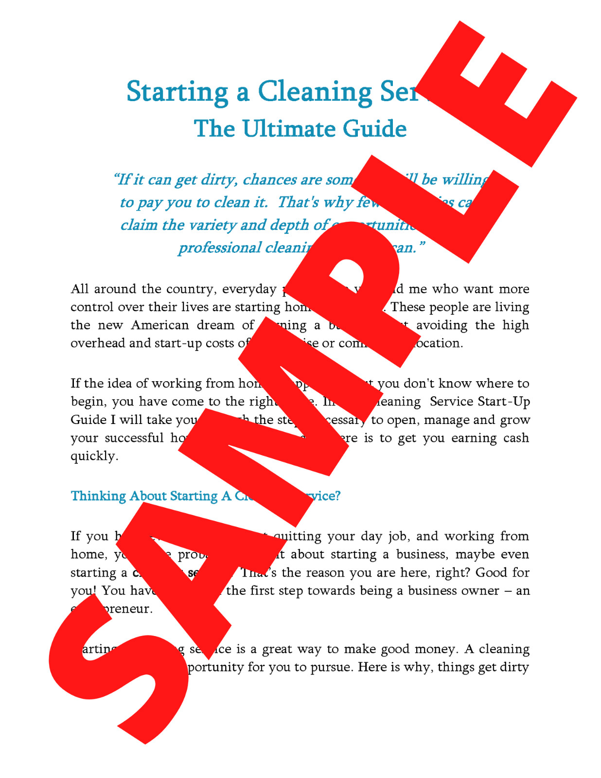 Successful Cleaning Service – Proven Start-Up Guide – Amazing Cash Flow!