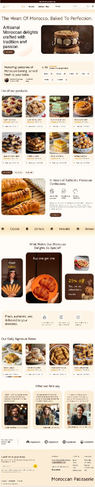 Moroccan Patisserie – Luxury Bakery E-Commerce Website Design | Figma UI/UX