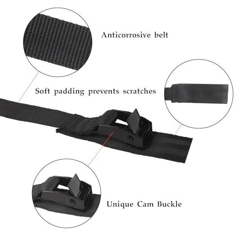 MAGARROW Lashing Straps with Cam Buckle, 2 Feet, 1 Inch Wide, Black, 4-Pack