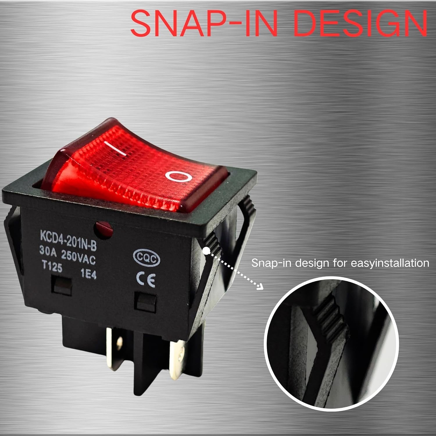 “2 Pack 30A 250V Rocker Switch, Red LED, DPST 4 Pin, Heavy Duty, 120V Toggle “