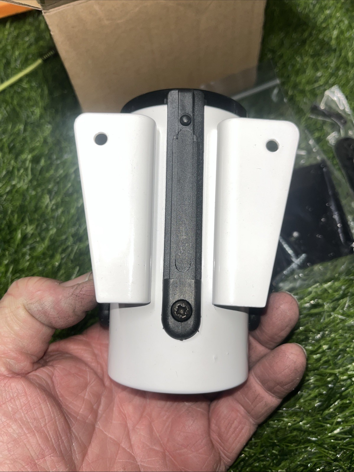 Tensabarrier Retractable Belt Barrier Fluorescent Green Belt, White Wall Mount.