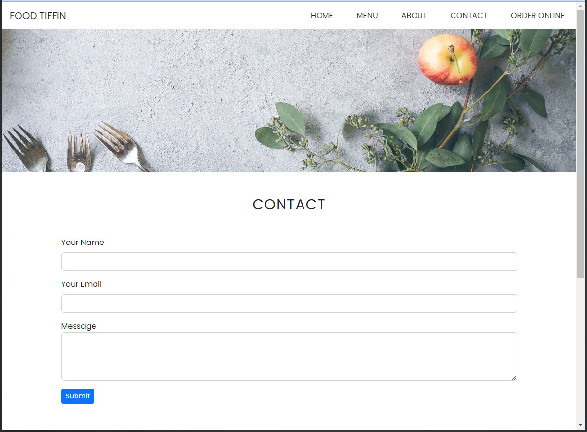 Food Tiffin HTML Bootstrap Responsive Template