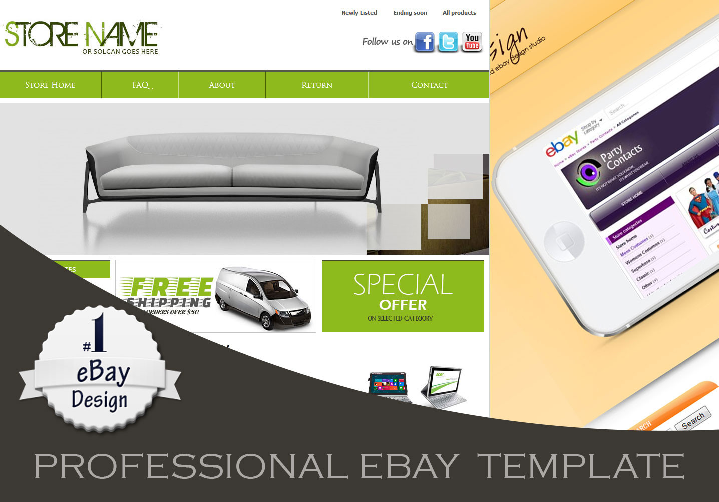 Ebay Store & Listing Template Professional Fully Custom 2024 LOGO DESIGN INCLUDE