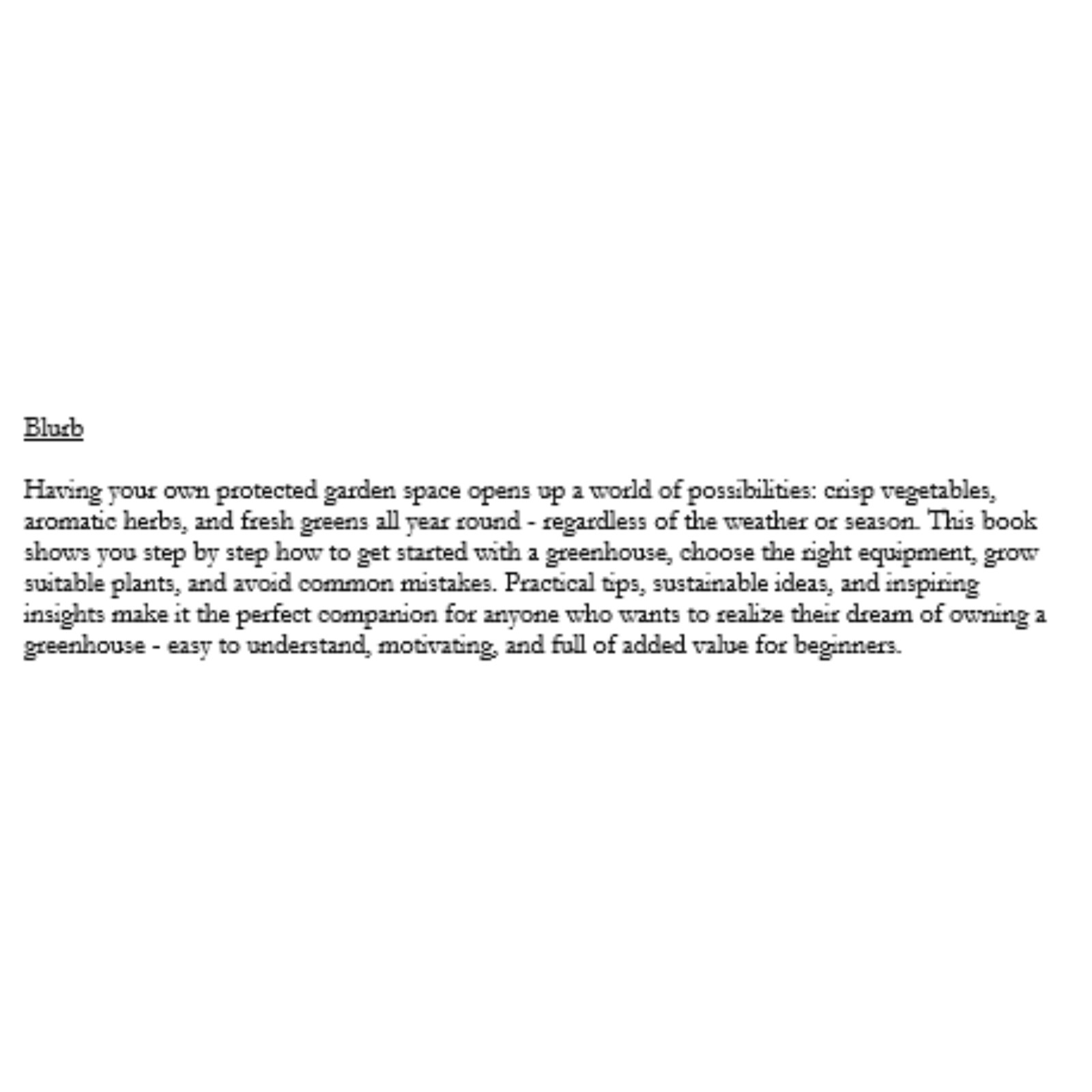 Greenhouse for beginners 25k words Exclusive PLR e-book – sold only once