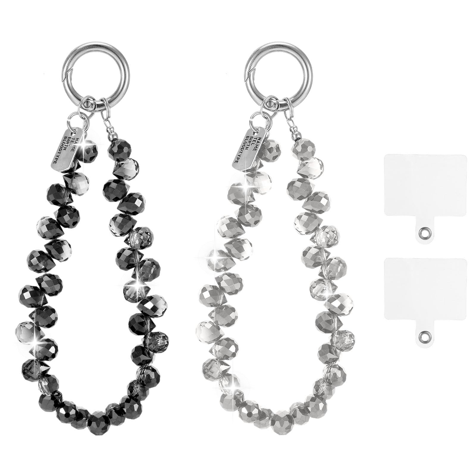 2 Pcs Beaded Phone Wrist Strap for Women，Sparkling Phone Bracelet Strap f