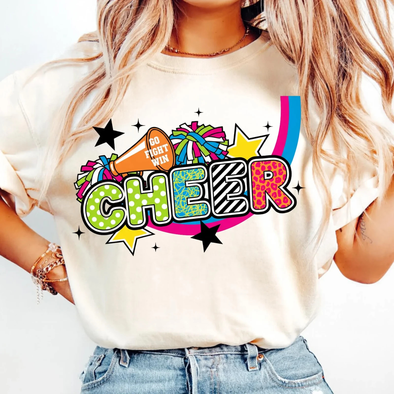 Cheer PNG Bundle: Retro Cheerleading Sublimation Designs (Digital Download)
