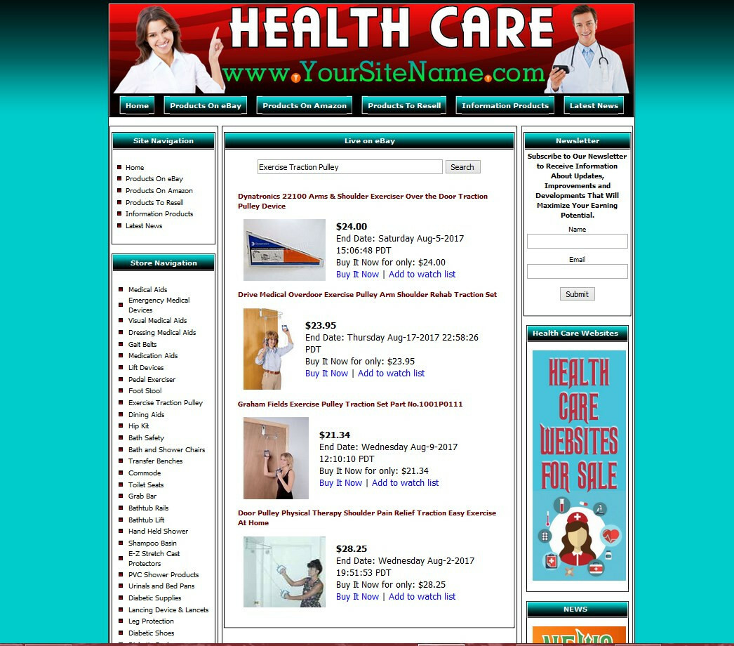 Fully Stocked HEALTH CARE Business Website for Sale