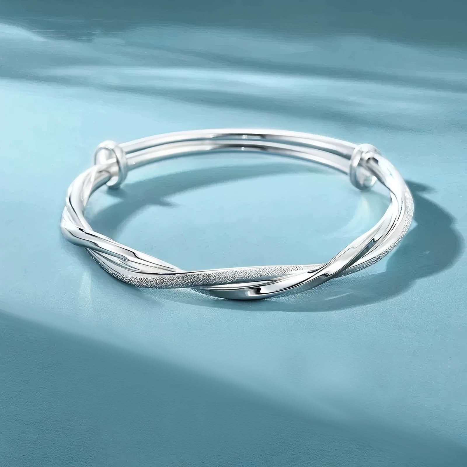 S925 Silver Bangle Bracelet for Women, Elegant Women‘s Sterling Silver Bra