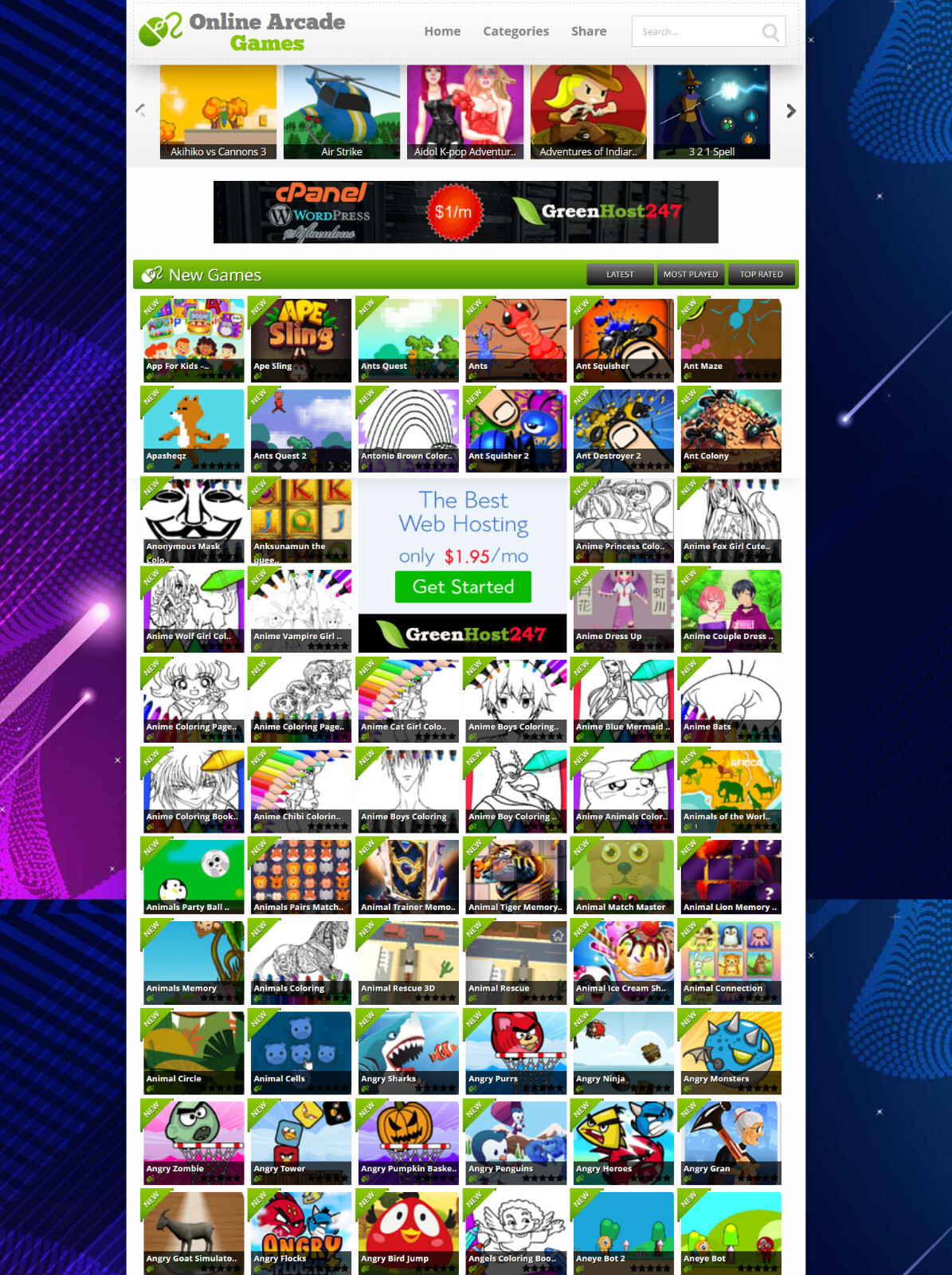 Online Arcade Game Website