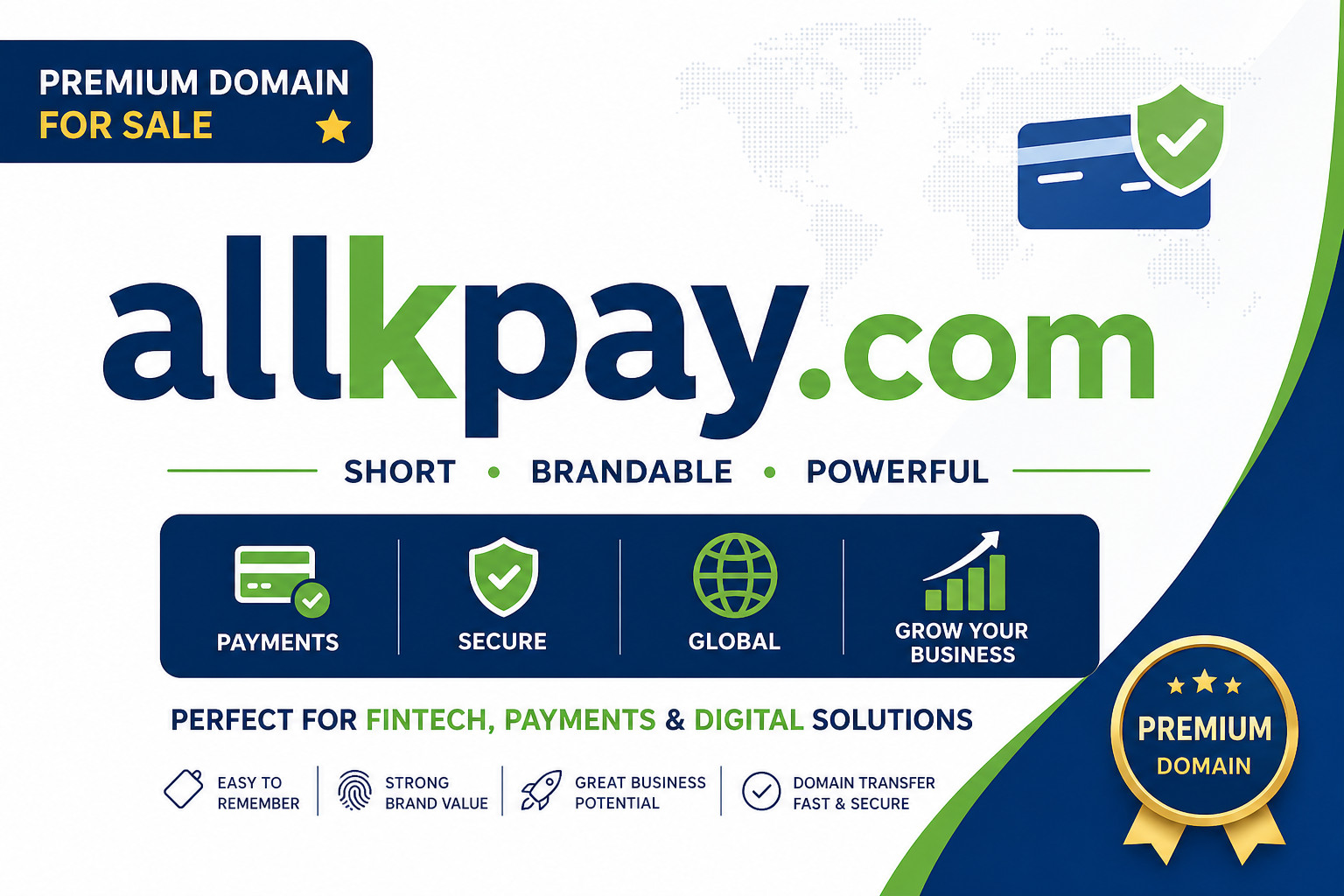 allkpay.com Premium Domain | Short Brandable FinTech Payment Name
