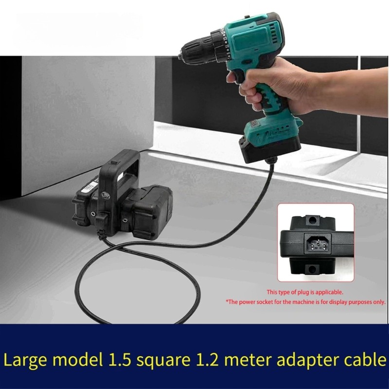 Universal Backpack Battery Adapter Cable For Power Tool 1.2M Black Plastic