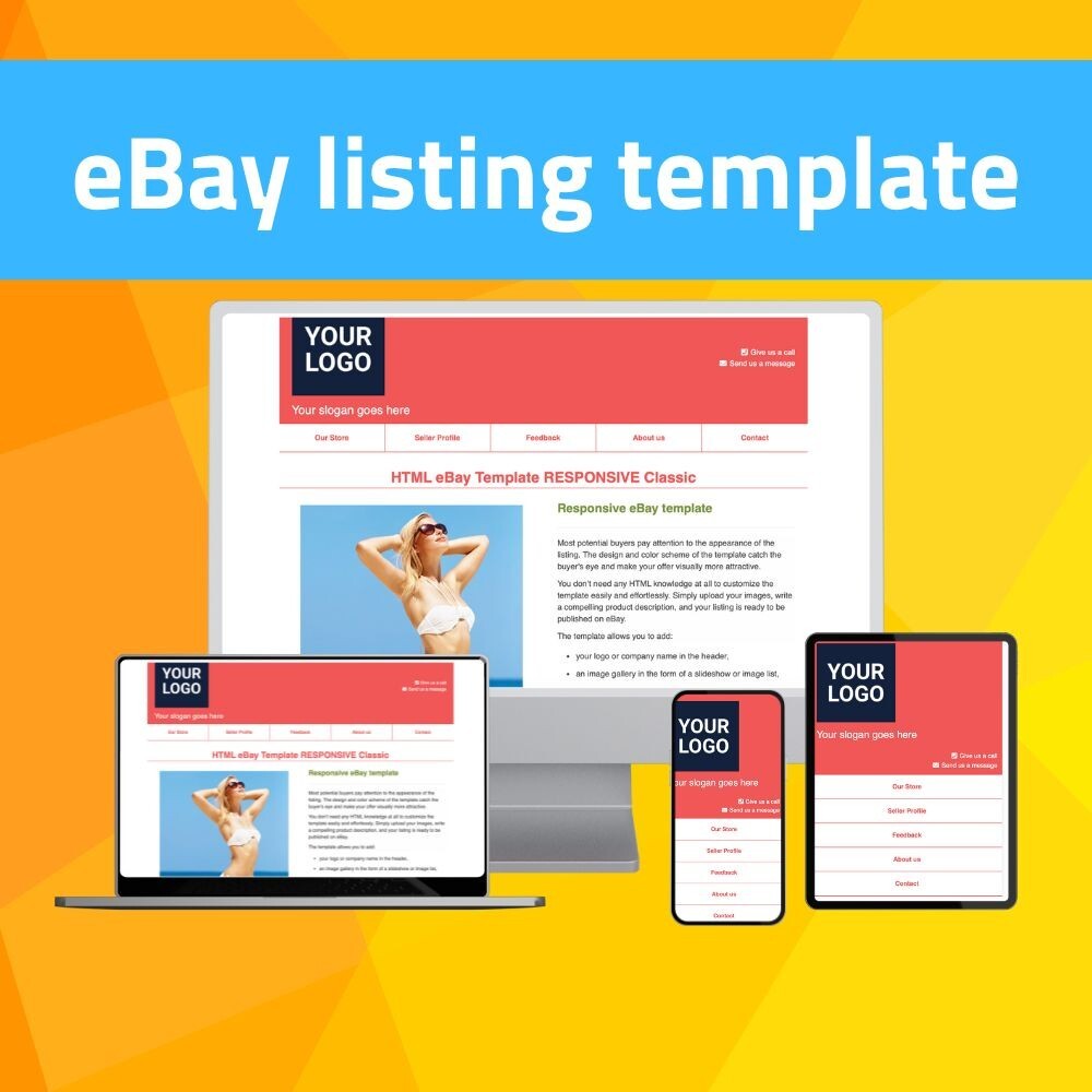 eBay Template RESPONSIVE Classic – red – NO CODING REQUIRED