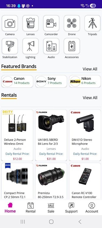Equipment Rental Mobile app / (Android/iOS)